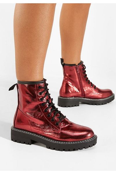 B T Shoes Aquarus women's red boots