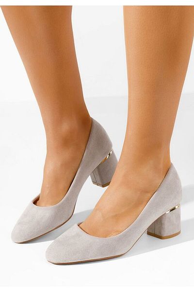 B T Shoes Grey Cabrilia chunky heel shoes
