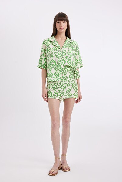 DeFacto Gemusterter Rock mit hoher Taille und weitem Bein aus Viskose 3155931