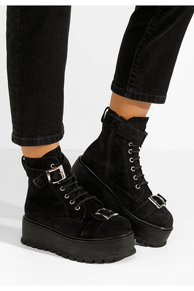 B T Shoes Astrid V2 black platform boots