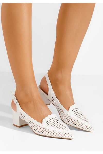 B T Shoes Tosena white slingback shoes