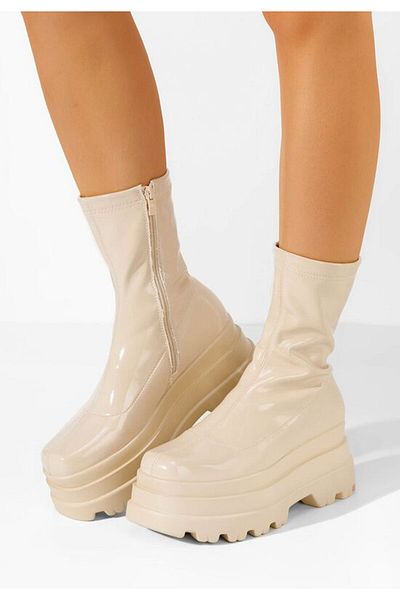 B T Shoes Anndrea V3 beige platform boots