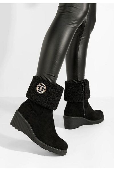 B T Shoes Sophie black platform boots