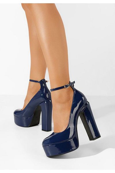 B T Shoes Pantofi Cu Toc Gros Si Platforma Matea Navy
