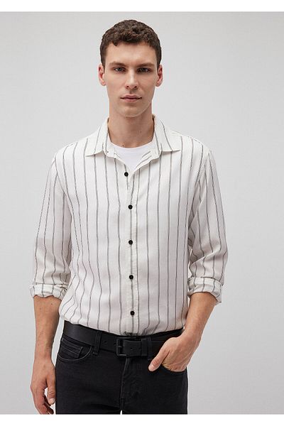 Mavi Λευκό ριγέ πουκάμισο Slim Fit - Tencel, Lyocell 0211222 -620
