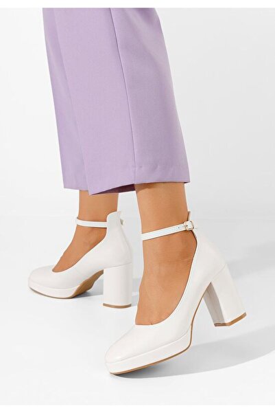 B T Shoes Isperta V3 Λευκά Παπούτσια με Χοντρό Τακούνι