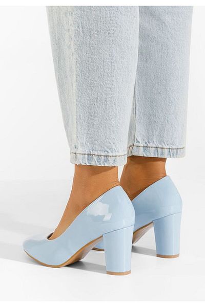 B T Shoes Pantofi Cu Toc Lacuiti Albastri Chique V3