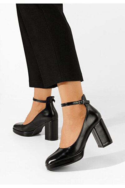 B T Shoes Μαύρα Παπούτσια Isperta V3 με Χοντρό Τακούνι