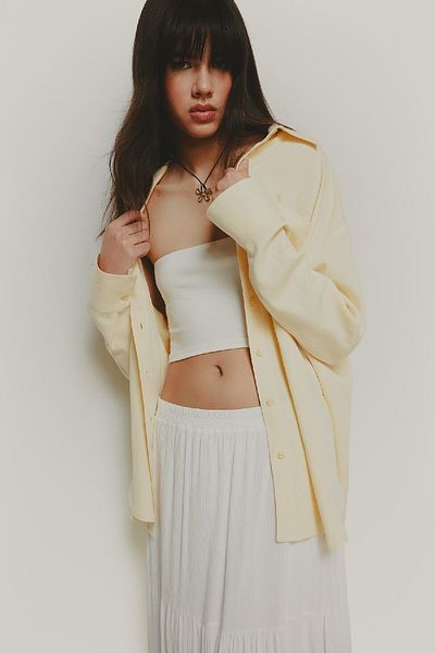 DeFacto Oversize Wide Fit Linen Blended Long Sleeve Shirt E2208Ax25Sp
