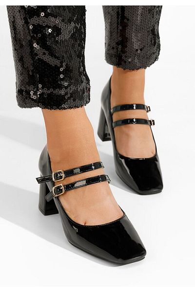 B T Shoes Zerena Black Chunky Heel Shoes