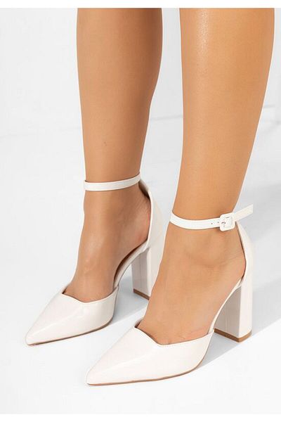 B T Shoes White Zada ​​chunky heel shoes