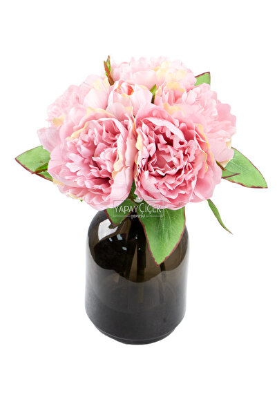 Yapay Çiçek Deposu Yapay Çiçek 6lı Açmış Şakayık Gül Buketi Pembe