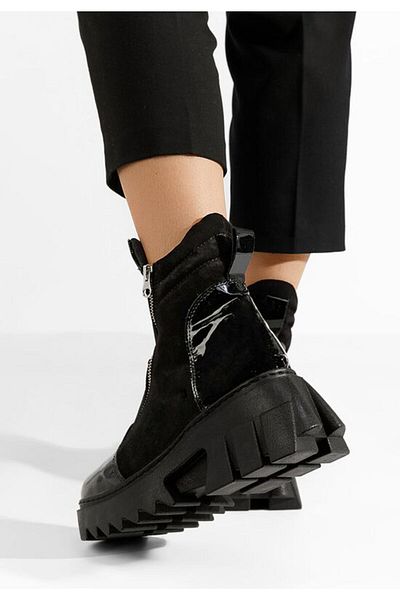 B T Shoes Ghete dama piele Taleda negre