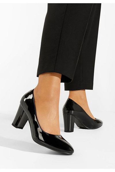 B T Shoes Pantofi Cu Toc Lacuiti Chique Negri