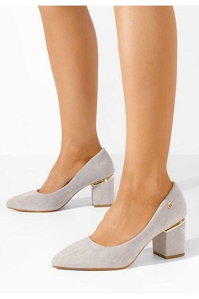 B T Shoes Nelia Elegant Thick Heel Shoes Grey