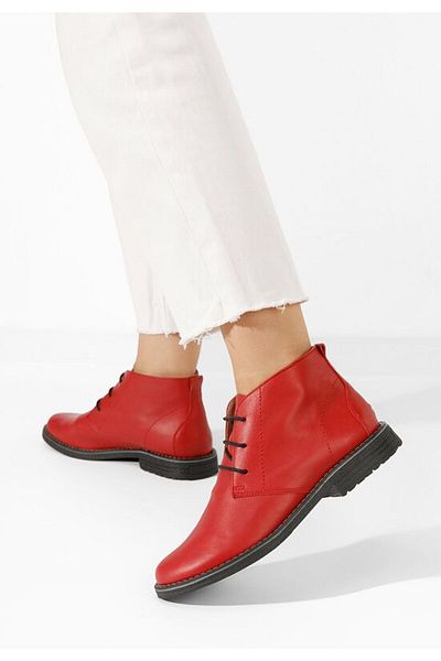B T Shoes Women's red leather Kalisa boots