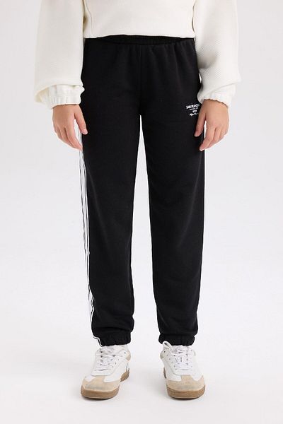 DeFacto Μαύρο Jogger Sweatpants - Κορίτσια, Ελαστική μέση, εμπριμέ D6567A824AU