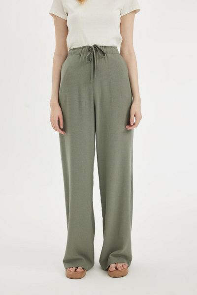DeFacto Linen Blended - Wide Leg Regular Length Trousers C4545AX24SM