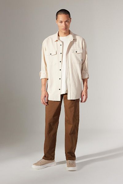 DeFacto Gabardine-Hose, Baggy-Passform, gerades Bein mit Taschen, B3664ax23au