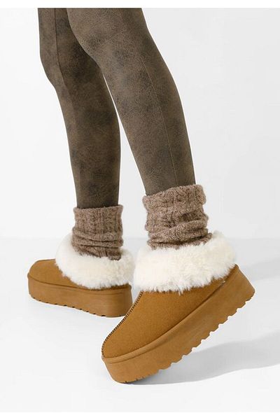 B T Shoes Maily camel women's fur boots