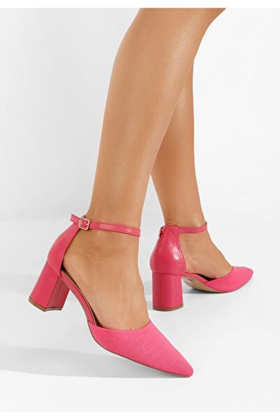 B T Shoes Pantofi Cu Toc Gros Silvena Fucsia