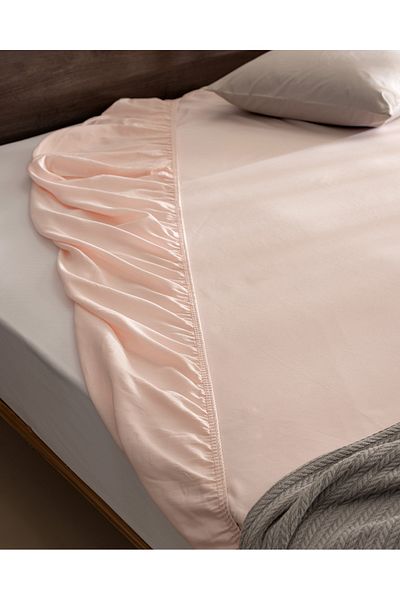 Madame Coco Ciel Double 100% Cotton Elastic Satin Bed Sheet - Light Powder
