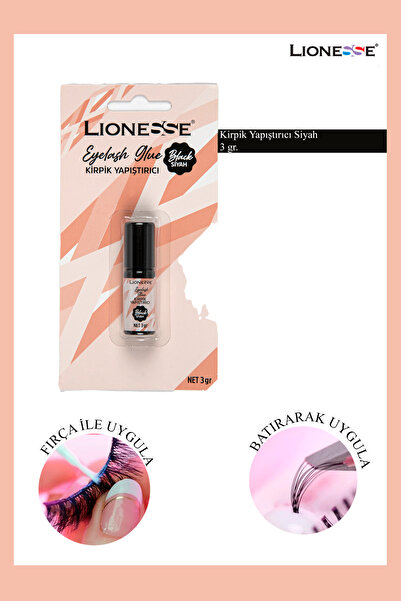 Lionesse Takma Kirpik Yapıştırıcı Siyah 3 gr - Doğal Görünüm , Hızlı Kuruma