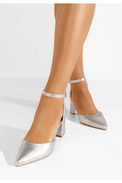 B T Shoes Pantofi Cu Toc Alivila Argintii