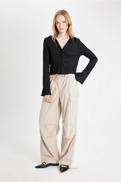 DeFacto Παντελόνι Coool Parachute Poplin Basic ίσια τσέπη ελαστική μέση A6266ax24au