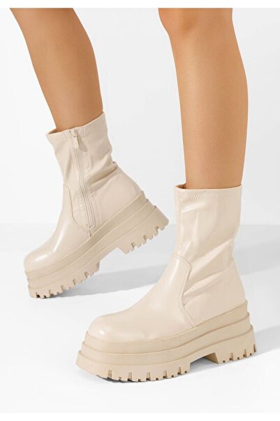 B T Shoes Ghete cu platformă Anndrea V2 bej