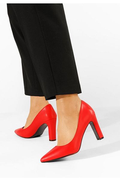 B T Shoes Devina V3 Red Elegant Chunky Heel Shoes