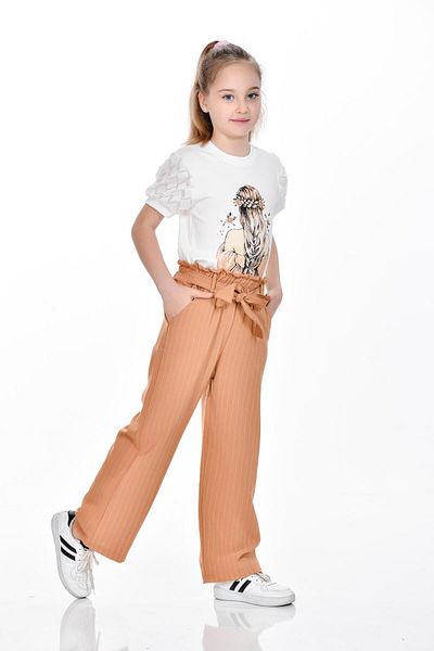 Kamex Half Sleeve Knitted Printed Girl's Suit