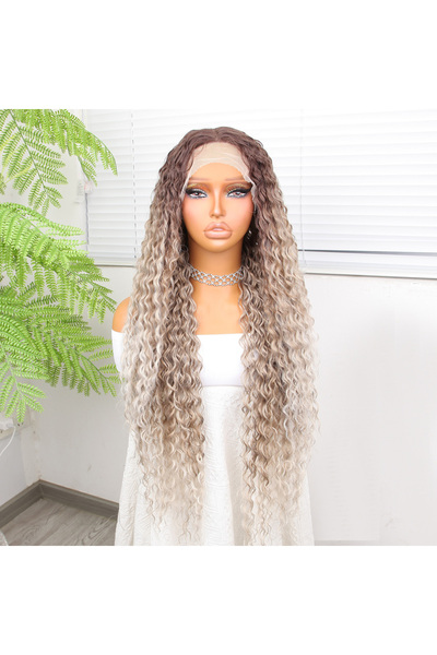 Ethab Ticaret شعر مستعار أفرو مموج باللون الأبيض البلاتيني مع لمسات أومبري لا...