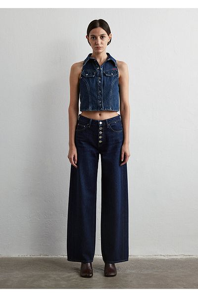 Mavi Verena Iconic Dark Blue Jean πουκάμισο Crop / Κοντό κόψιμο 1210990 -89421