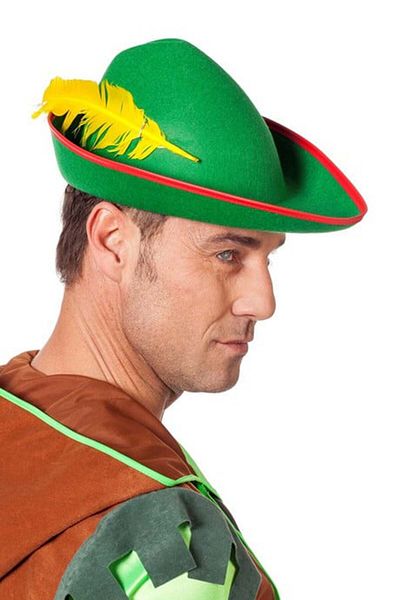 Store Green Color Robin Hood Hat with Yellow Feather