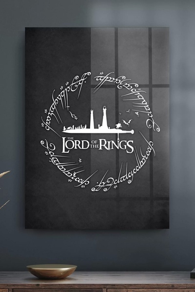 Decovetro Glass Table Written Gray Lord of the Rings