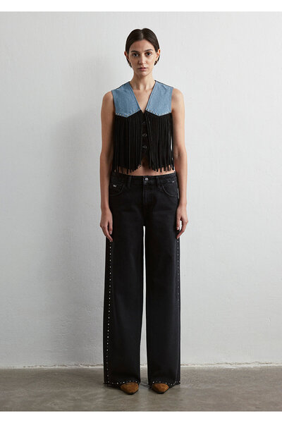Mavi Brenna Iconic Püsküllü Parçalı Jean Yelek Regular Fit / Normal Kesim 1110635-89495