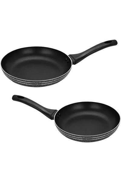 Auroware Non Stick Twin Pack 20cm/24cm Black Pressed Aluminium Three Layer Coating Long lasting