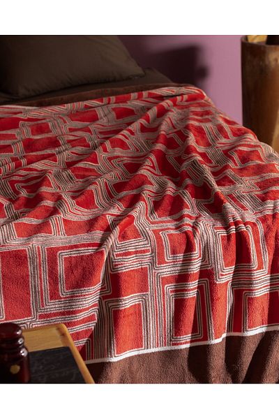 Madame Coco Breville Doppel-Welsoft-Fleecedecke mit Aufdruck, Orange