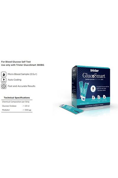trister Gluco Smart Blood Glucose Test Strips 50'S
