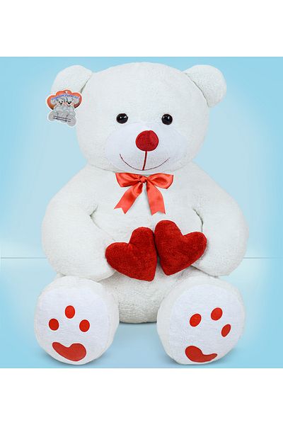 Özgüner Oyuncak 130 cm Plush Bear Holding Double Hearts - The Best Gift for Your Valentine!