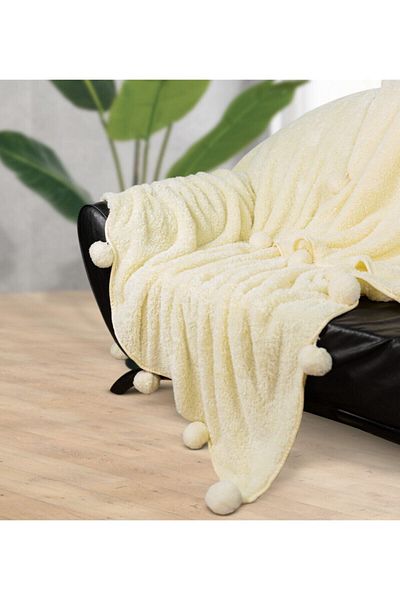 Özgüner Oyuncak Paptex Pompom 200*220 cm Plush Tv Blanket (100% Local)