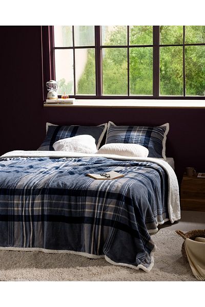 Madame Coco Palloys Sherpa-Tagesdecke für Einzelbett, Indigoblau