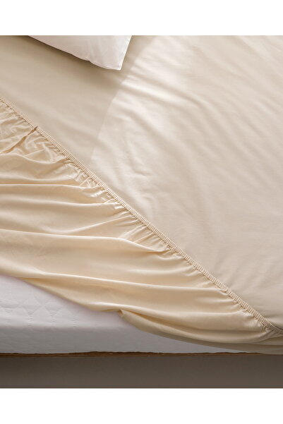 Madame Coco Manon Ranforce Spannbettlaken, 100 % Baumwolle, Kingsize, Beige