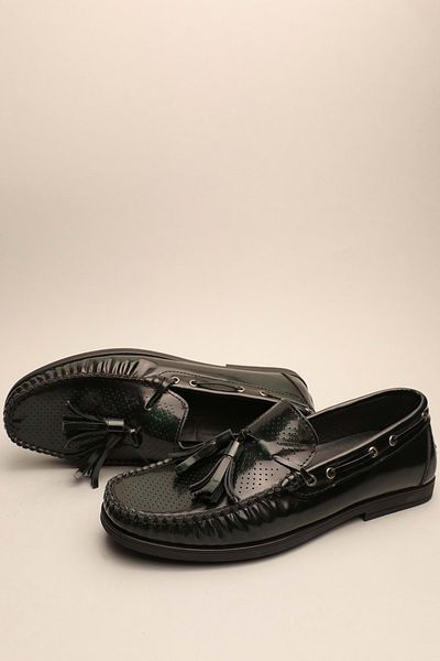 Gondol Loafer clasic pentru bărbați, verde, negru, din piele naturală 41 Ttx.635