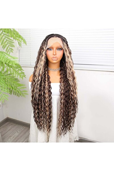 Ethab Ticaret شعر مستعار أفرو مموج بلون الشوكولاتة الطبيعي مع ألياف لامعة من ...