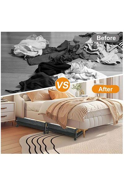 COOYA 2-Piece Under-Bed Storage Box, With Wheels, Space-Saving, Can Store Clothes, Blankets and Shoes, Toy
