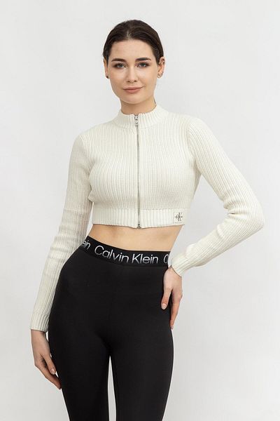 Calvin Klein Badge Cropped Zip-Through Women's Cardigan