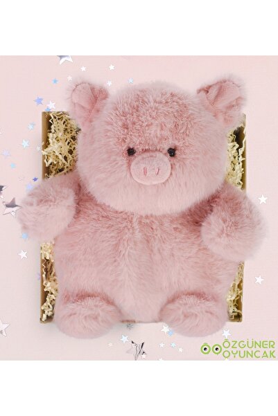 ÖZGÜNER Pababo Hediye Kutulu 45 cm Sevimli Domuzcuk Peluş Oyuncak