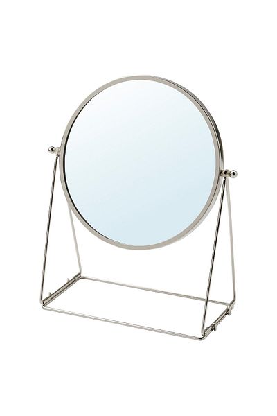 IKEA LASSBYN Silver-Coloured Table Mirror, 17 cm Diameter, 3x Magnification